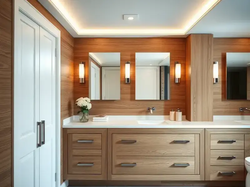 Beautiful custom bathroom vanity with wooden finish